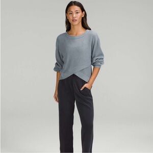 Lululemon Reversible Crossover Sweater Cashmere Blend in Blue Chambray Size 6